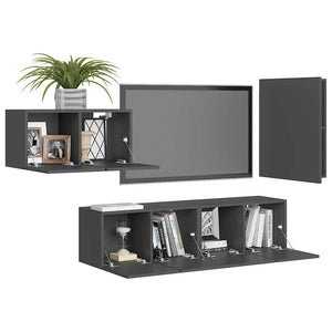 4-tlg. TV-Schrank-Set Grau Holzwerkstoff