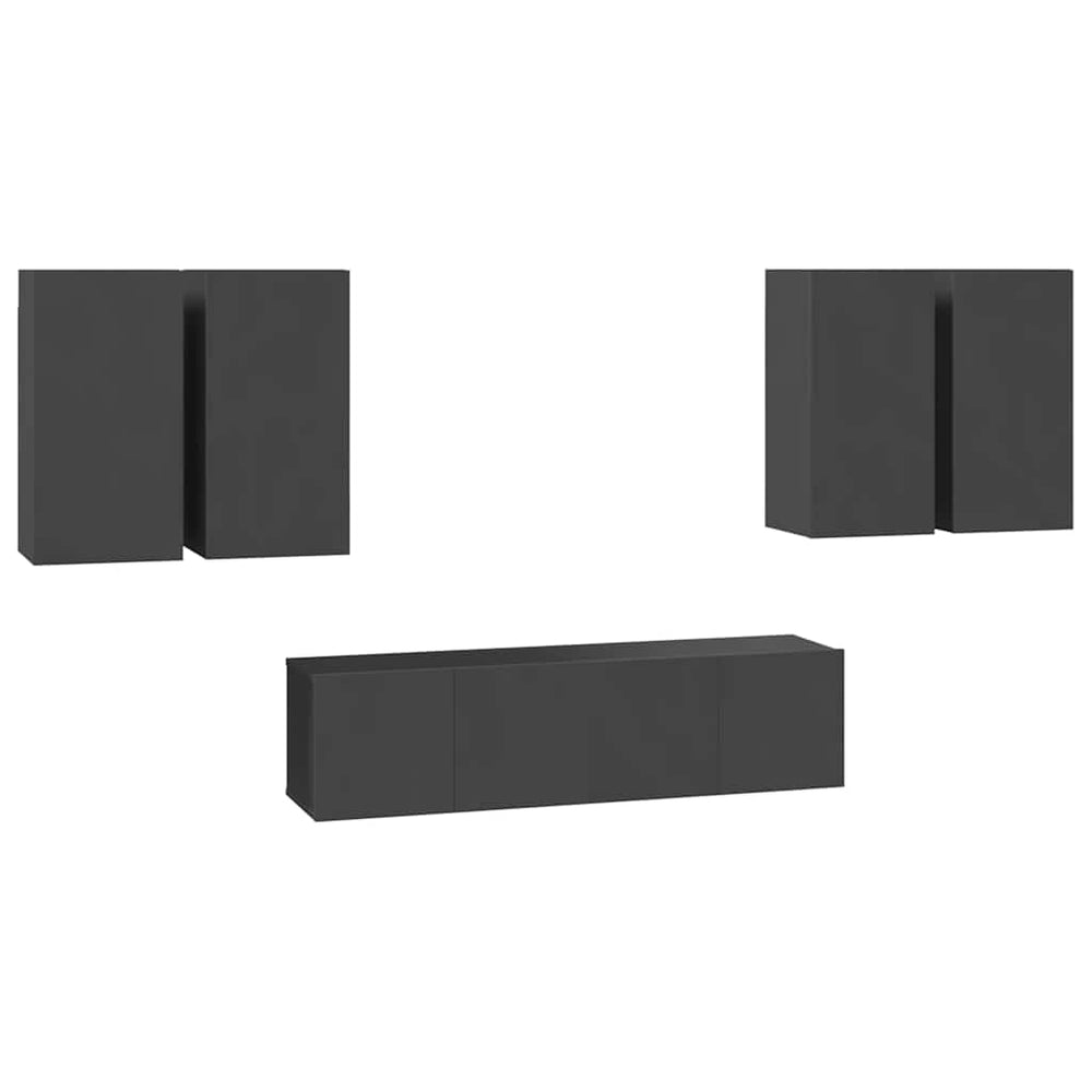 vidaXL Ensemble de meubles TV 6 pièces Gris Bois d'ingénierie