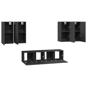 6-tlg. TV-Schrank-Set Grau Holzwerkstoff