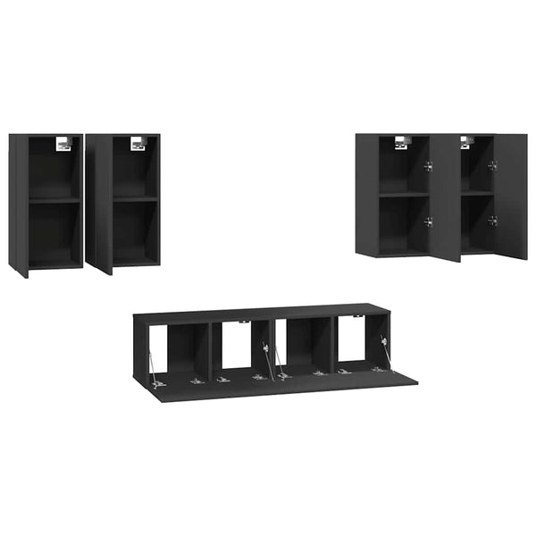 6-tlg. TV-Schrank-Set Grau Holzwerkstoff