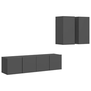 4-tlg. TV-Schrank-Set Grau Holzwerkstoff