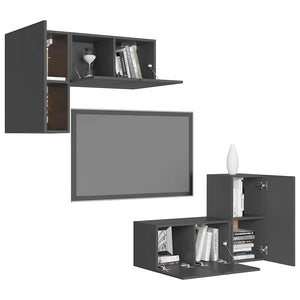 4-tlg. TV-Schrank-Set Grau Holzwerkstoff