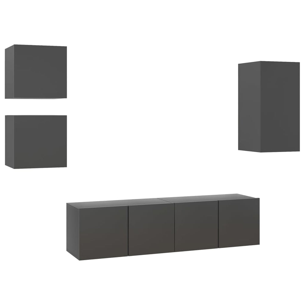 vidaXL Ensemble de meubles TV 5 pcs gris en bois d'ingénierie