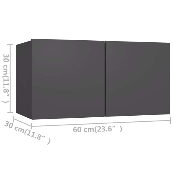 6-tlg. TV-Schrank-Set Grau Holzwerkstoff