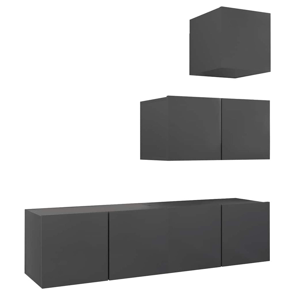 vidaXL Meuble TV 4 pièces, Gris, Bois d'ingénierie