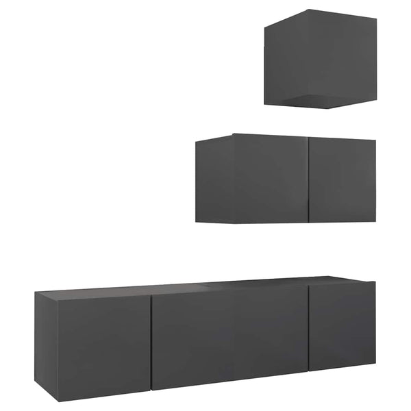 4-tlg. TV-Schrank-Set Grau Holzwerkstoff