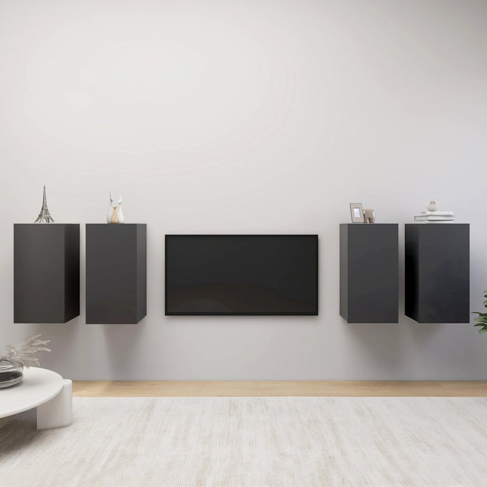 vidaXL Meubles TV 4 pcs Gris 30,5x30x60 cm Bois d'ingénierie