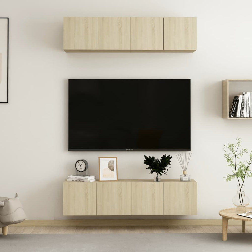 vidaXL Meubles TV 4 pcs Chêne Sonoma 60x30x30 cm Bois d'ingénierie