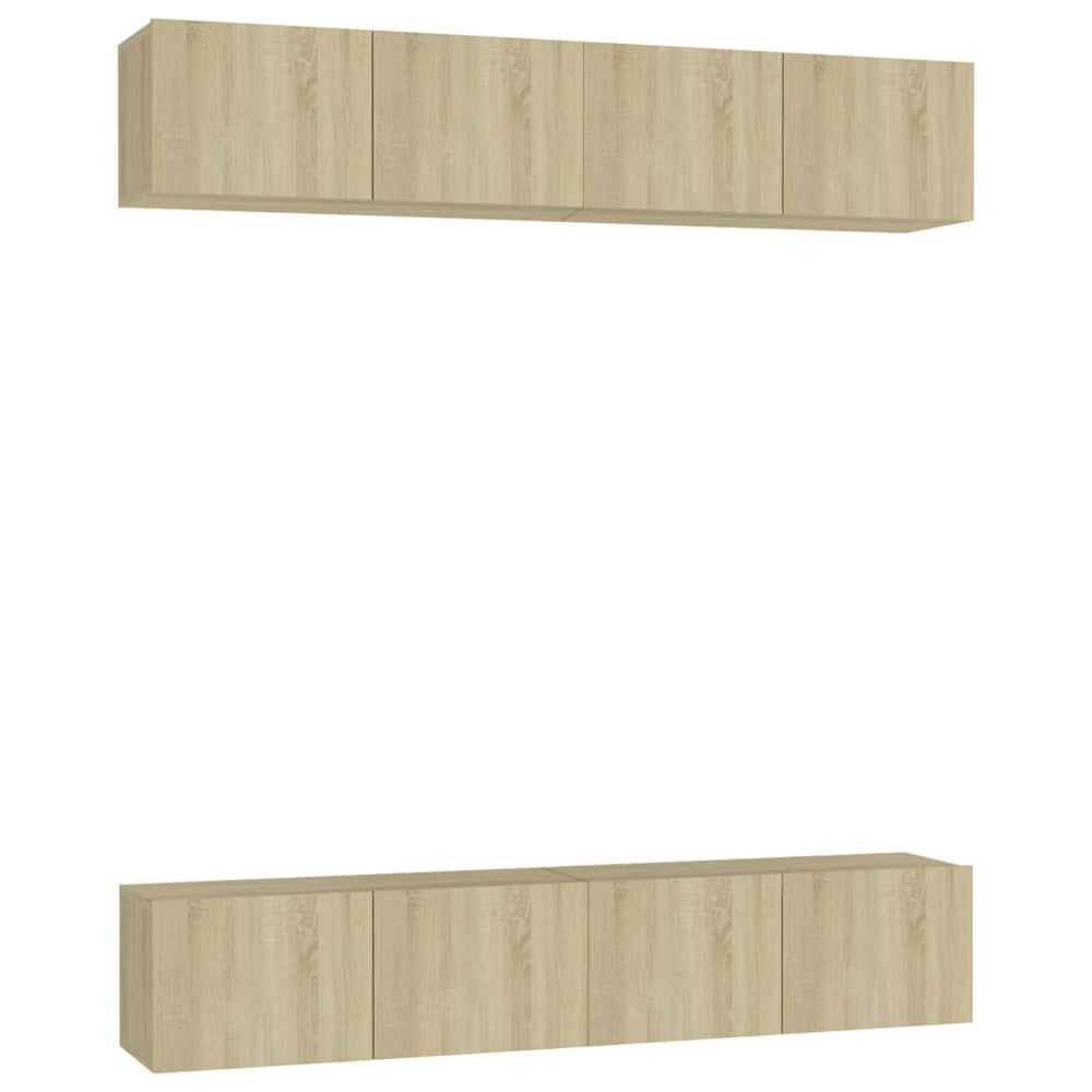 vidaXL Meubles TV 4 pcs Chêne Sonoma 80x30x30 cm Aggloméré