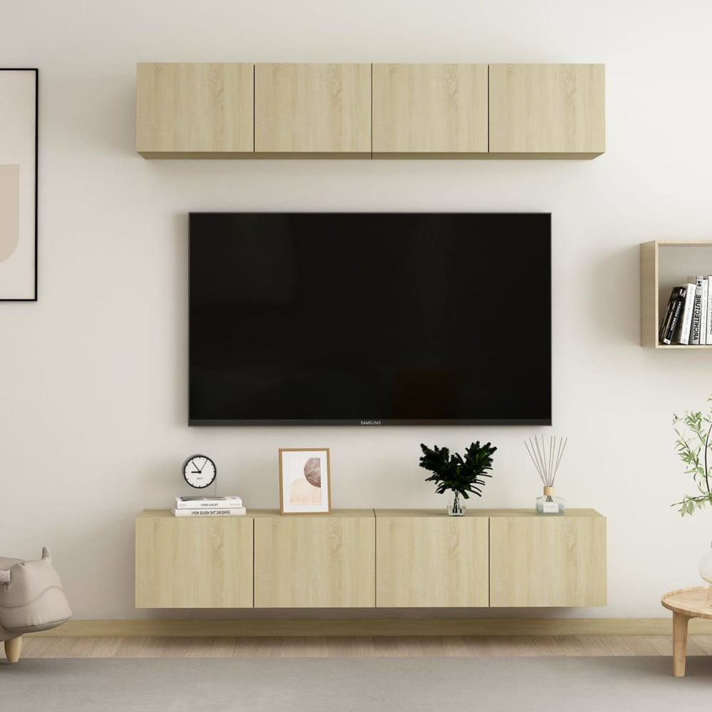 vidaXL Meubles TV 4 pcs Chêne Sonoma 80x30x30 cm Aggloméré