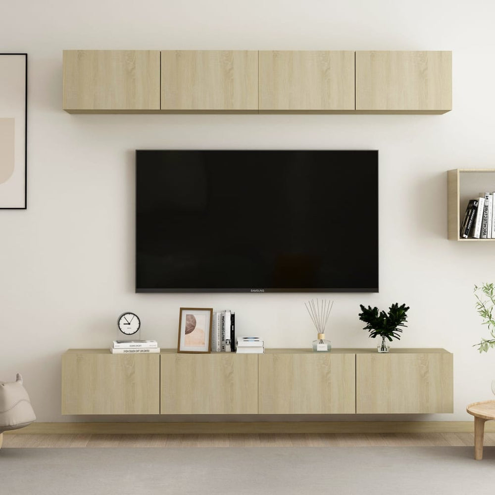 vidaXL Meubles TV 4 pcs Chêne Sonoma 100x30x30 cm Bois d'ingénierie
