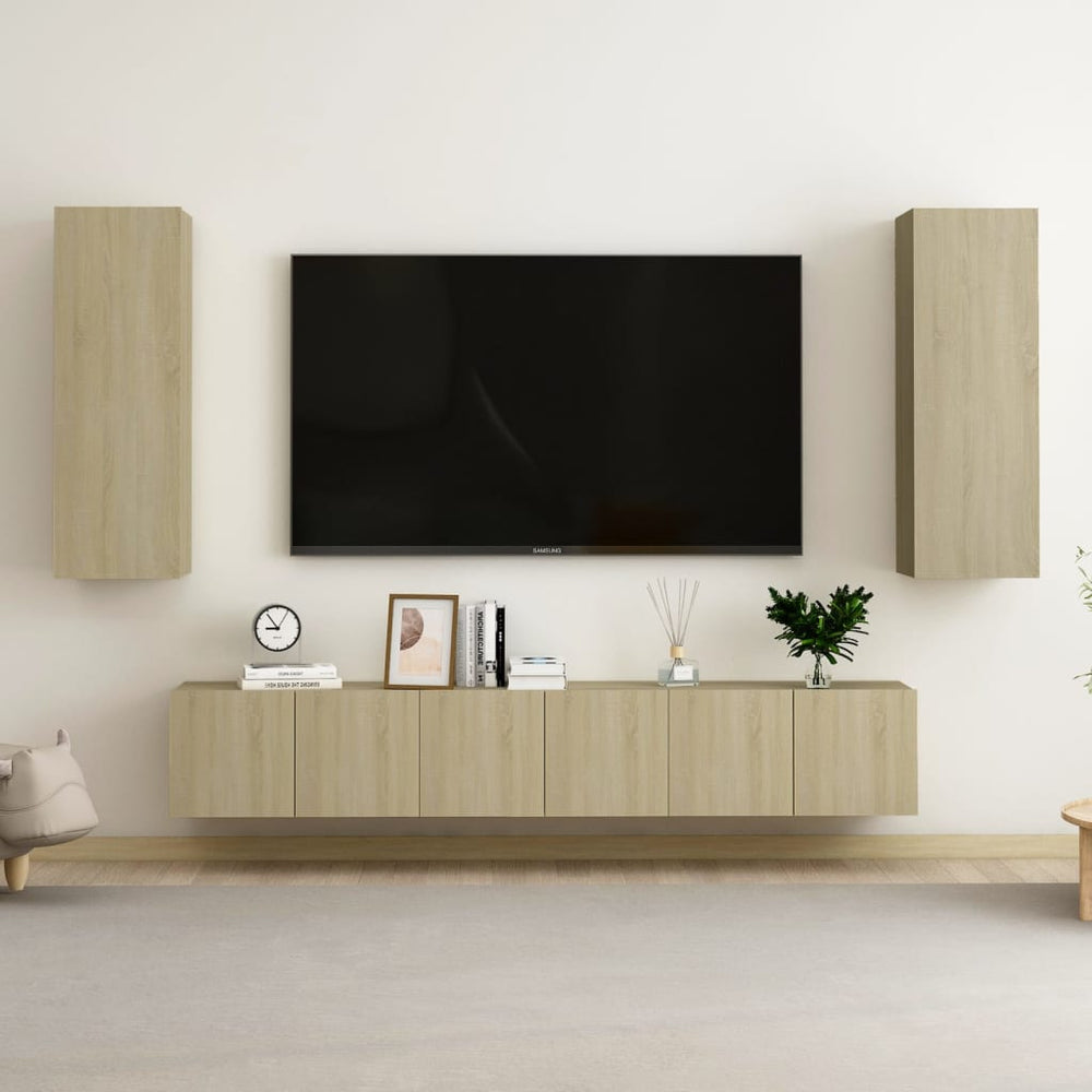vidaXL Meuble TV 5 pièces Bois d'ingénierie Chêne Sonoma