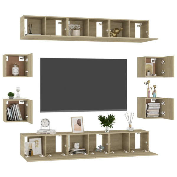 10-tlg. TV-Schrank-Set Sonoma-Eiche Holzwerkstoff