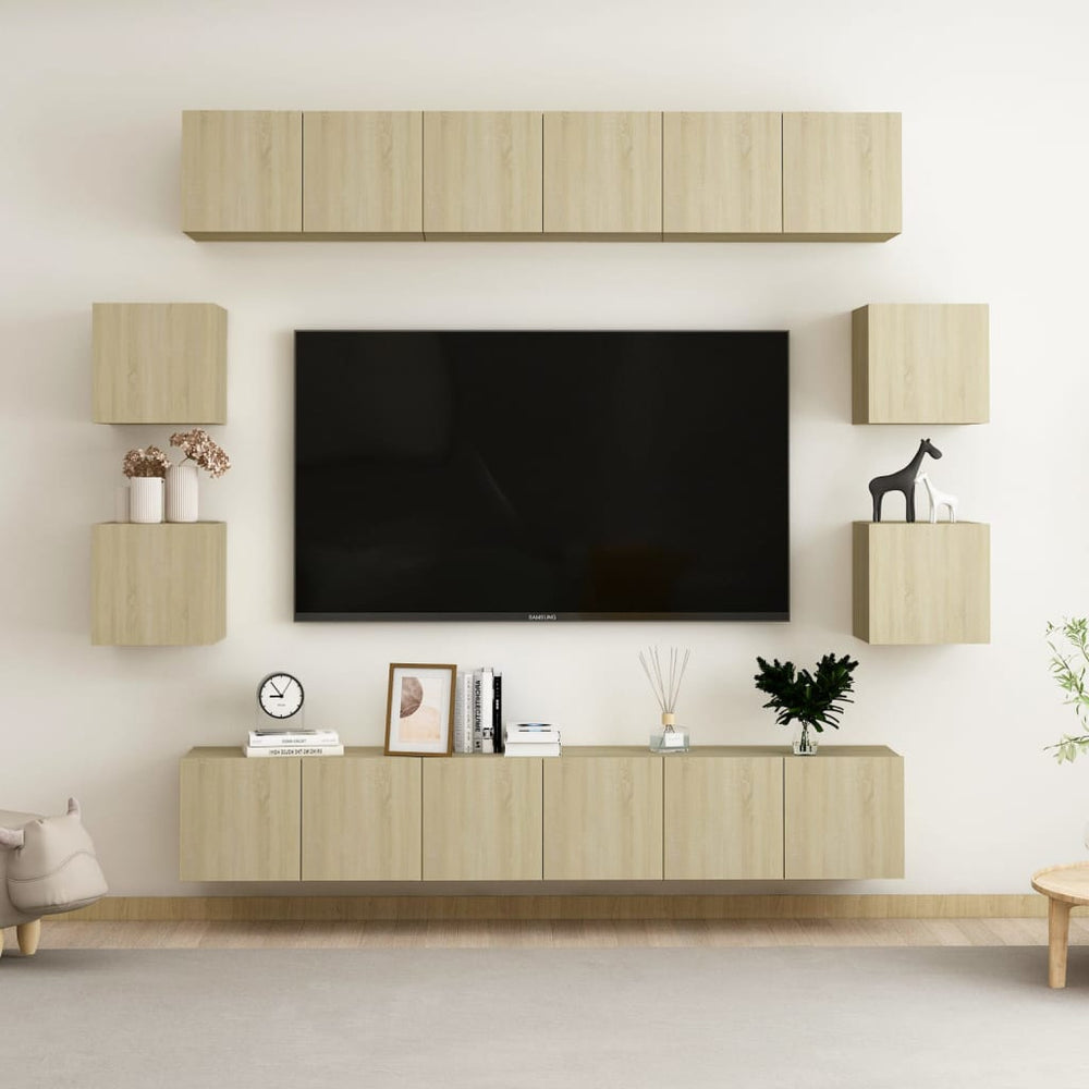 10-tlg. TV-Schrank-Set Sonoma-Eiche Holzwerkstoff