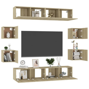 8-tlg. TV-Schrank-Set Sonoma-Eiche Holzwerkstoff
