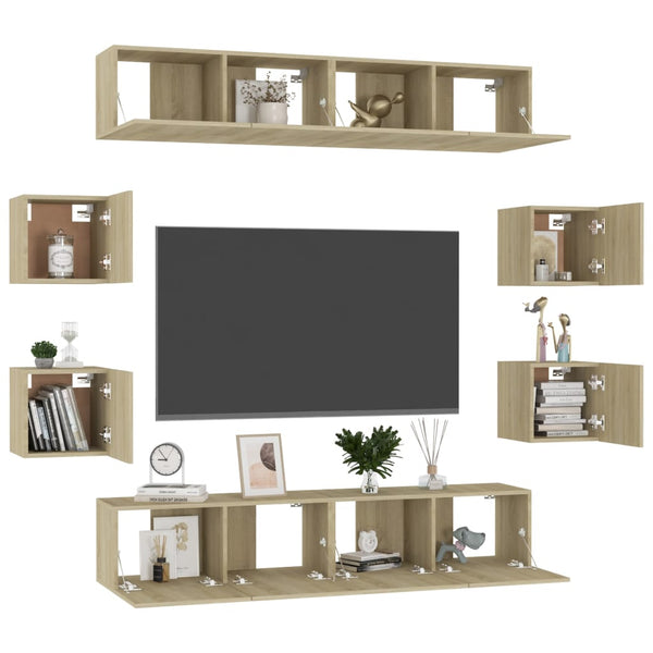 8-tlg. TV-Schrank-Set Sonoma-Eiche Holzwerkstoff