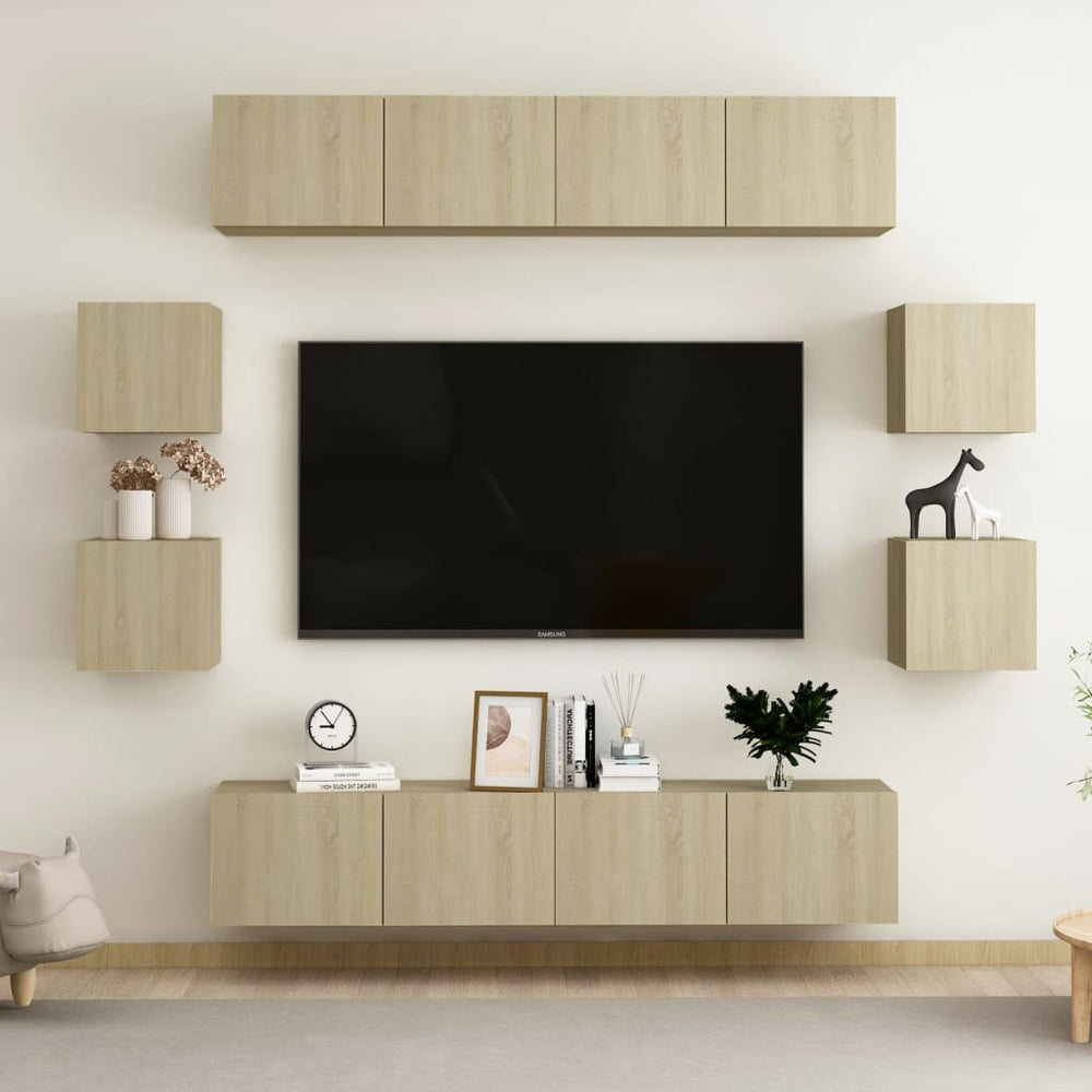 vidaXL Ensemble de 8 meubles TV Chêne Sonoma Bois d'ingénierie