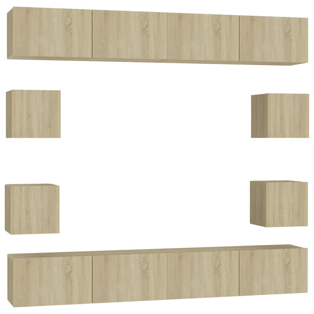 vidaXL Ensemble de 8 meubles TV Chêne Sonoma Bois d'ingénierie