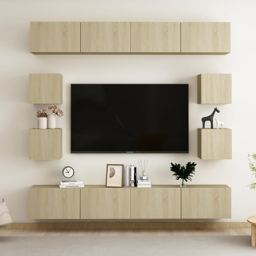 vidaXL Ensemble de 8 meubles TV Chêne Sonoma Bois d'ingénierie