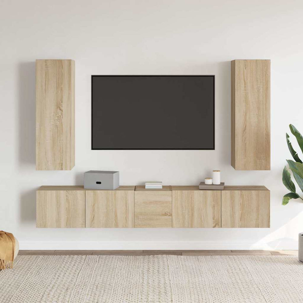 vidaXL Meuble TV 5 pièces Bois d'ingénierie Chêne Sonoma