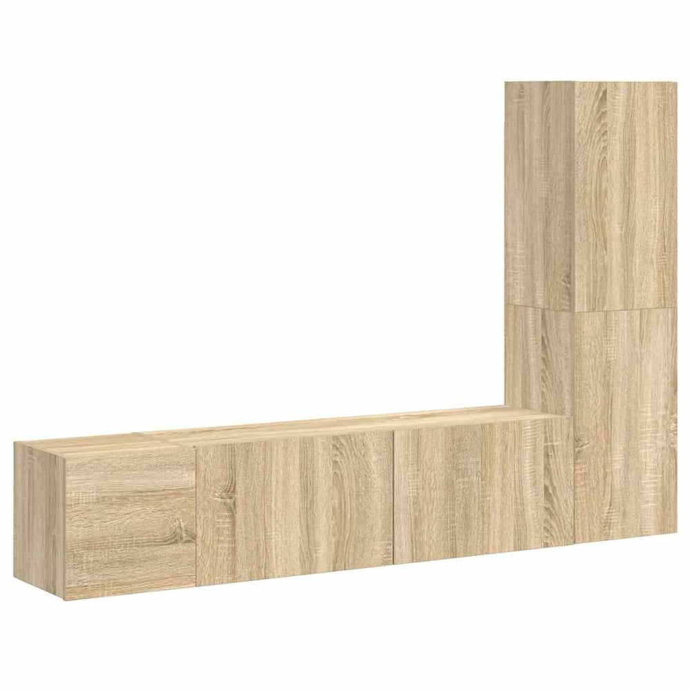 vidaXL Meuble TV, 3 pcs, chêne sonoma, bois d'ingénierie