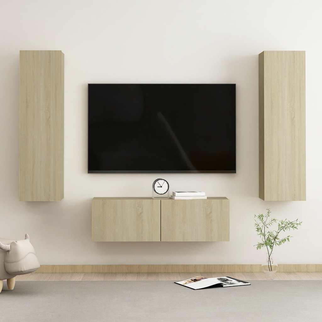 3-tlg. TV-Schrank-Set Sonoma-Eiche Holzwerkstoff
