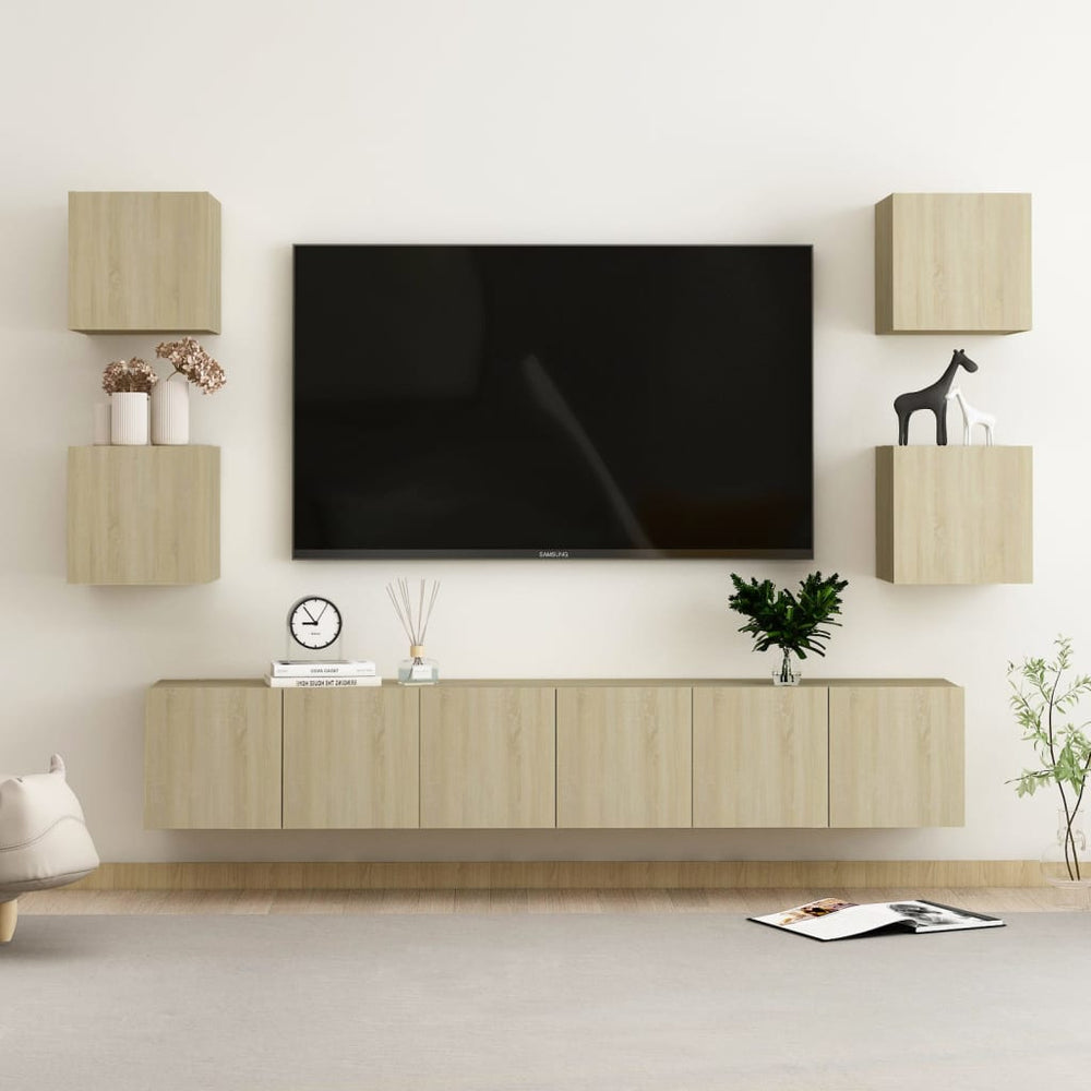vidaXL Ensemble de meubles TV 7 pcs Bois d'ingénierie chêne sonoma