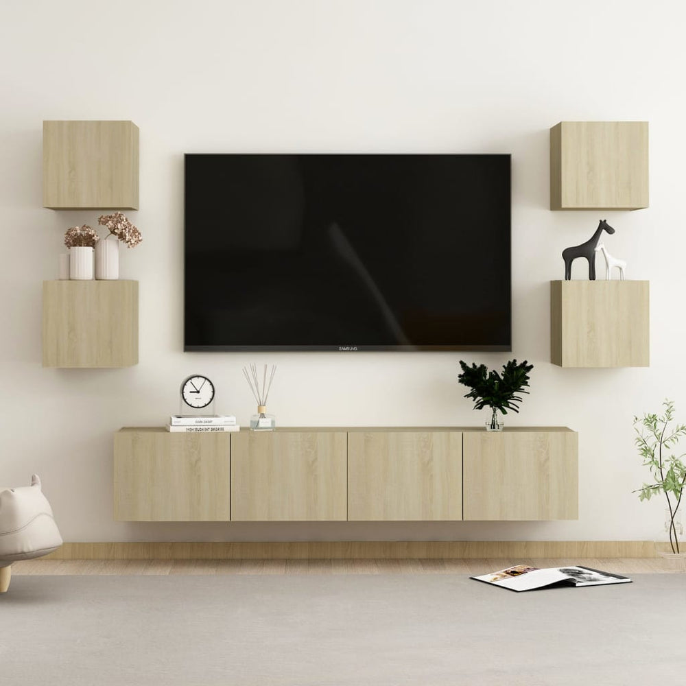 vidaXL Meuble TV 6 pcs Chêne Sonoma Aggloméré