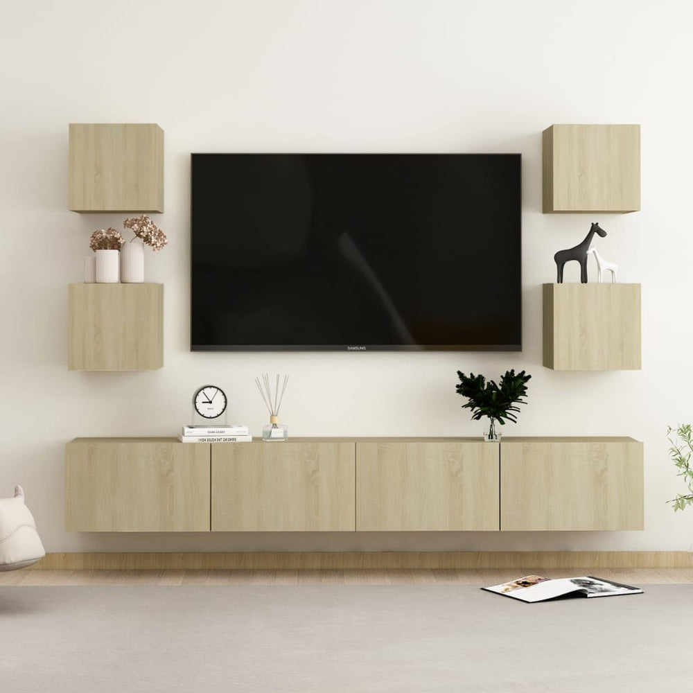 vidaXL Meuble TV 6 pcs Chêne Sonoma Aggloméré