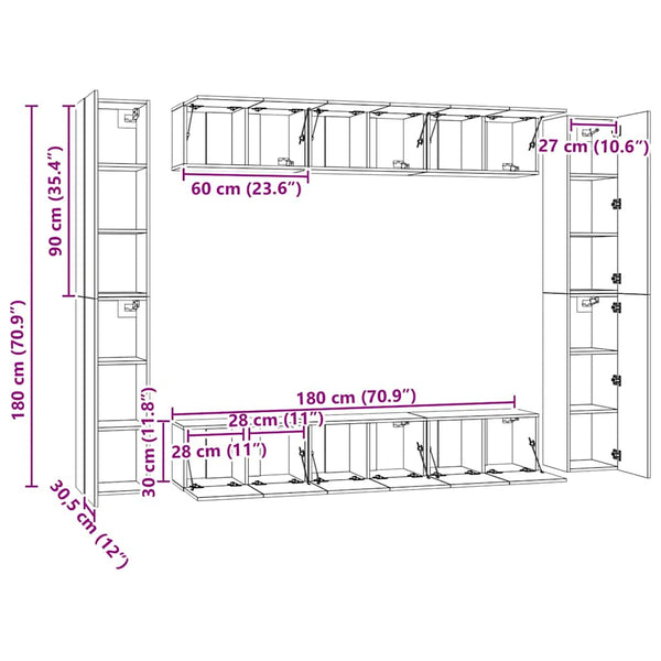 10-tlg. TV-Schrank-Set Sonoma-Eiche Holzwerkstoff