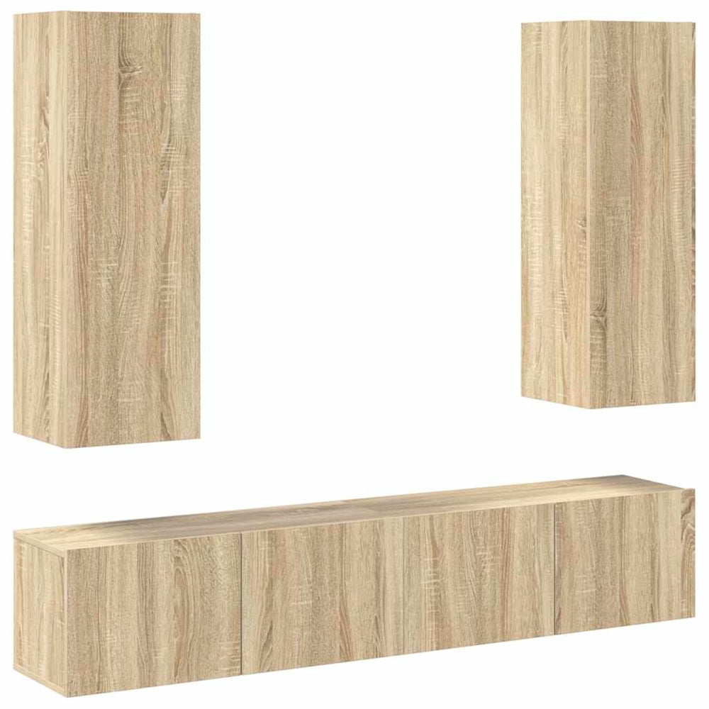 vidaXL Meuble TV, 4 pcs, chêne Sonoma, bois d'ingénierie