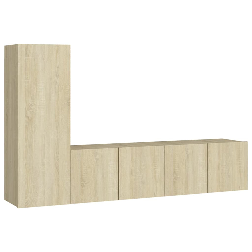 vidaXL Meuble TV, 3 pcs, chêne sonoma, bois d'ingénierie