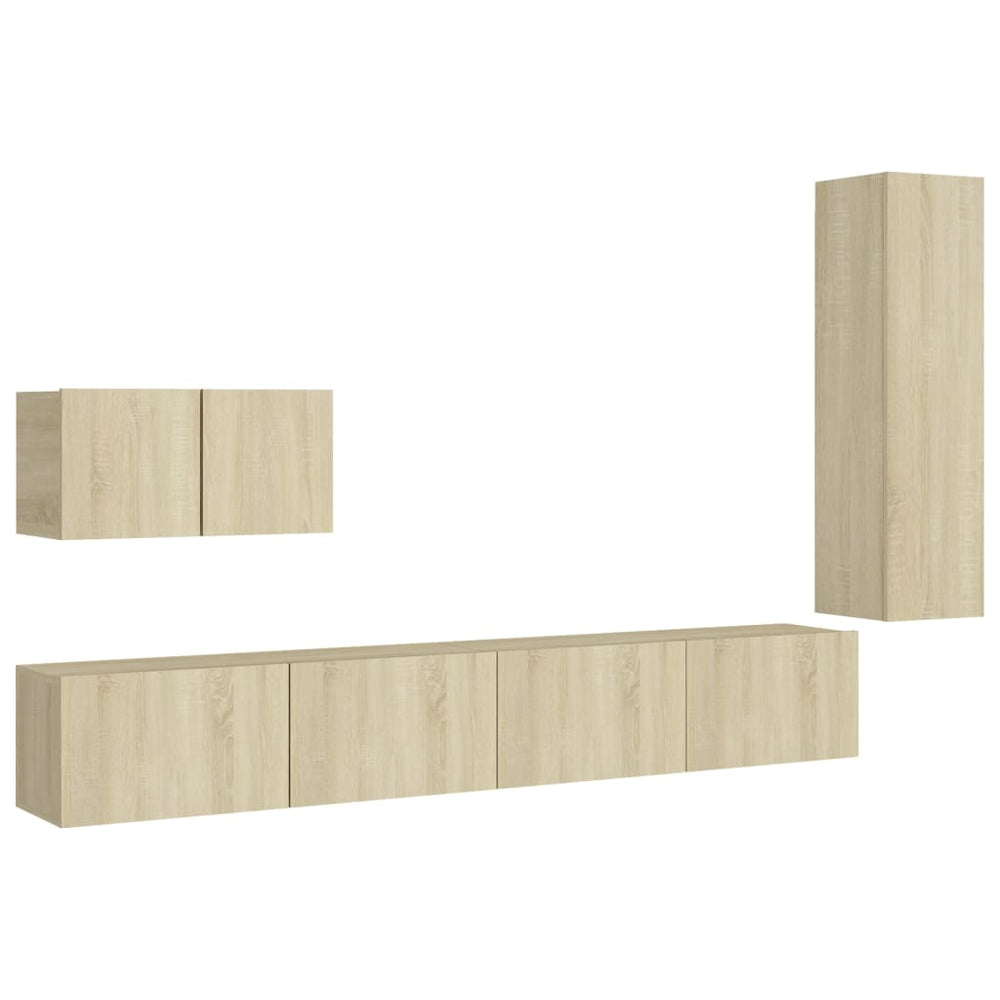 vidaXL Meuble TV, 4 pcs, chêne Sonoma, bois d'ingénierie