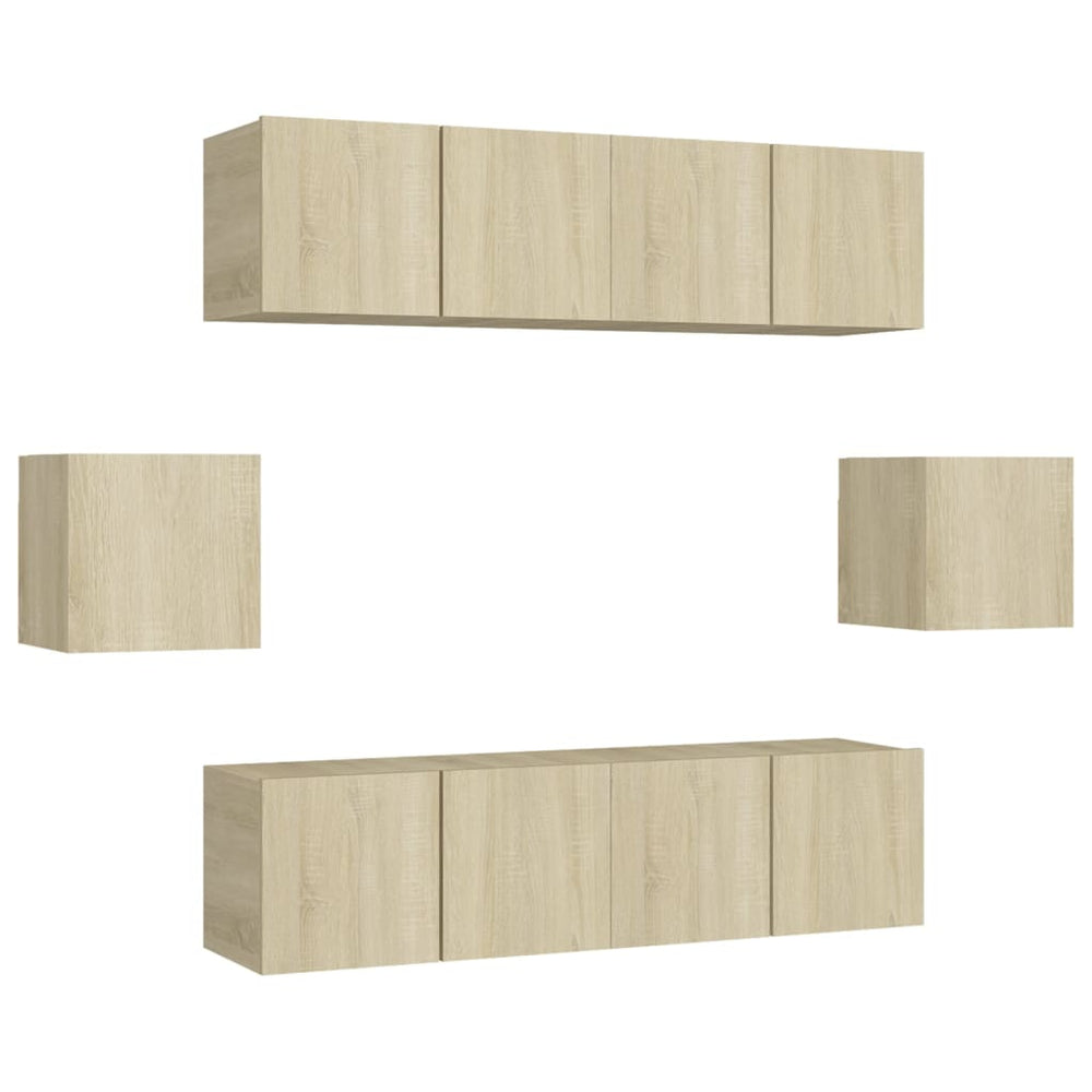vidaXL Meuble TV 6 pcs Chêne Sonoma Aggloméré