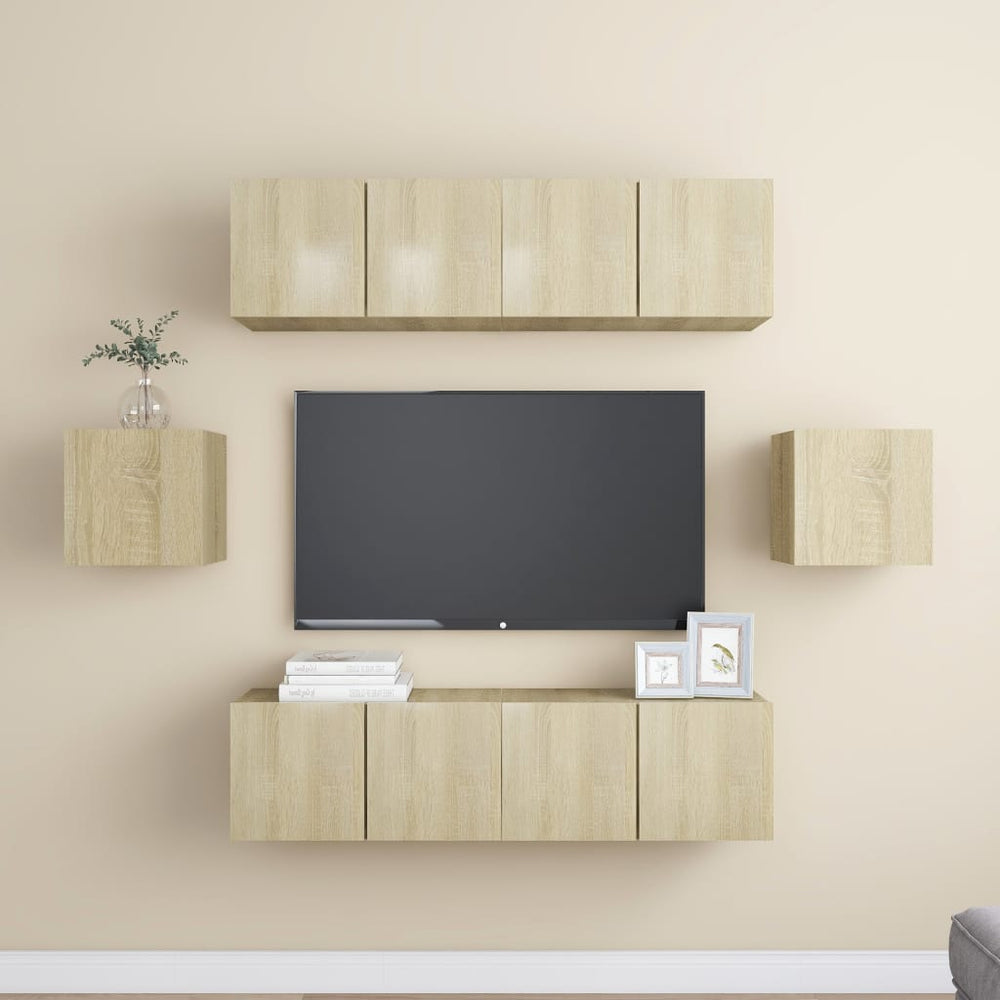 vidaXL Meuble TV 6 pcs Chêne Sonoma Aggloméré