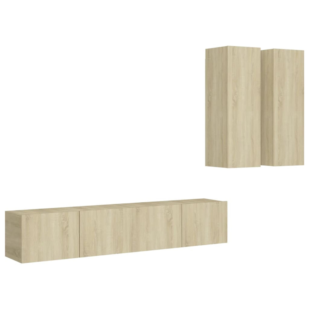 vidaXL Meuble TV, 4 pcs, chêne Sonoma, bois d'ingénierie