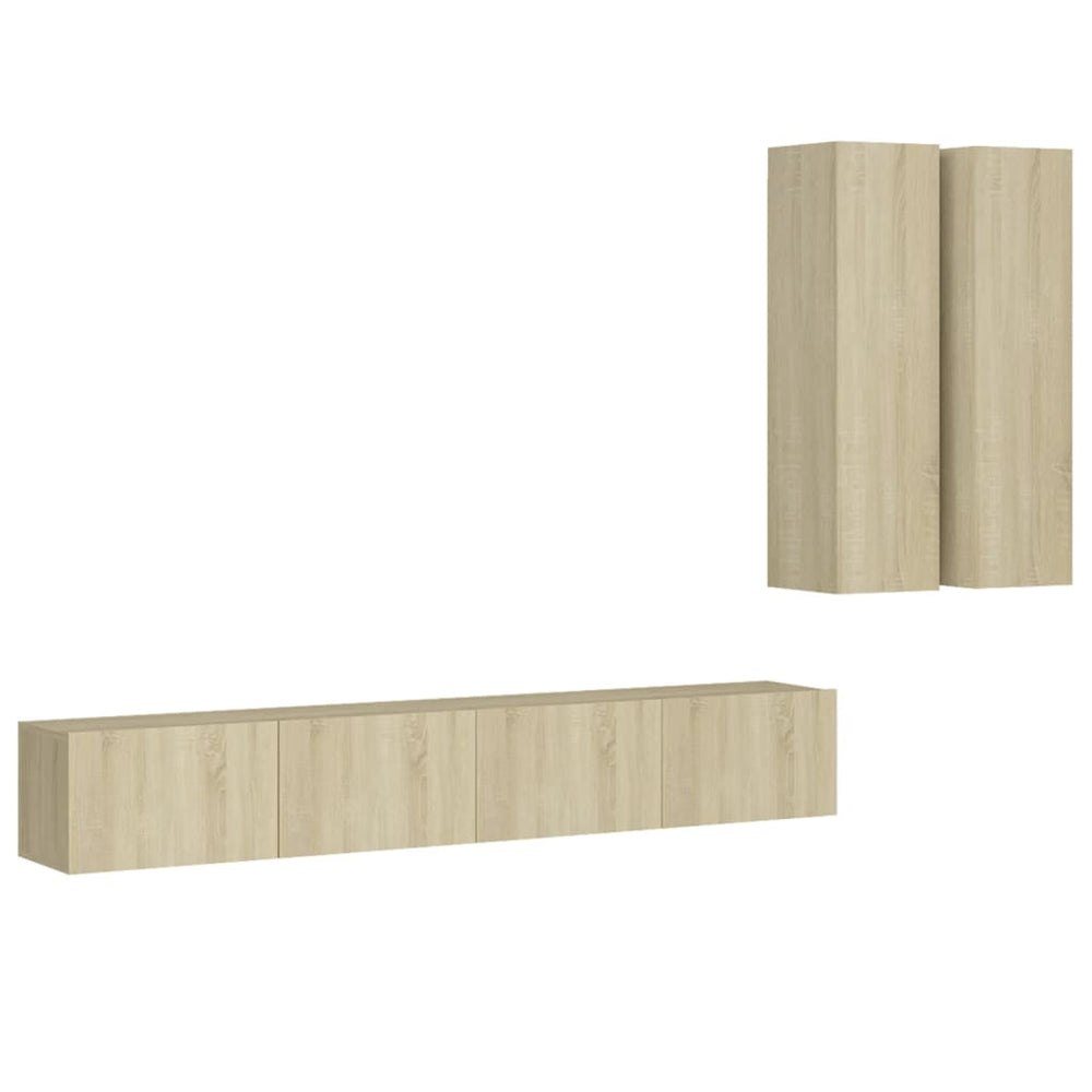vidaXL Meuble TV, 4 pcs, chêne Sonoma, bois d'ingénierie