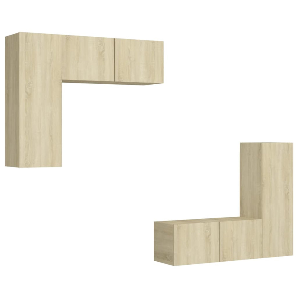 vidaXL Meuble TV, 4 pcs, chêne Sonoma, bois d'ingénierie