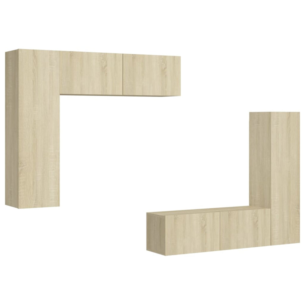 vidaXL Meuble TV, 4 pcs, chêne Sonoma, bois d'ingénierie