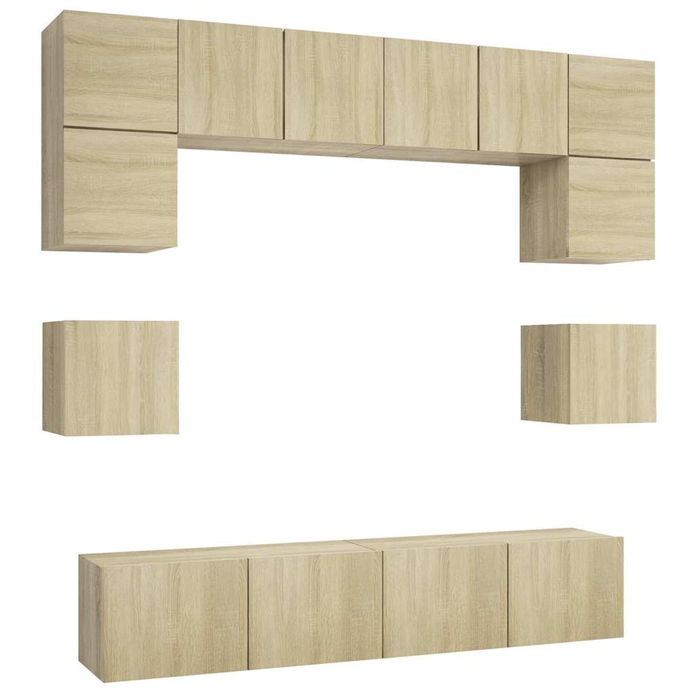 vidaXL Ensemble de 8 meubles TV Chêne Sonoma Bois d'ingénierie