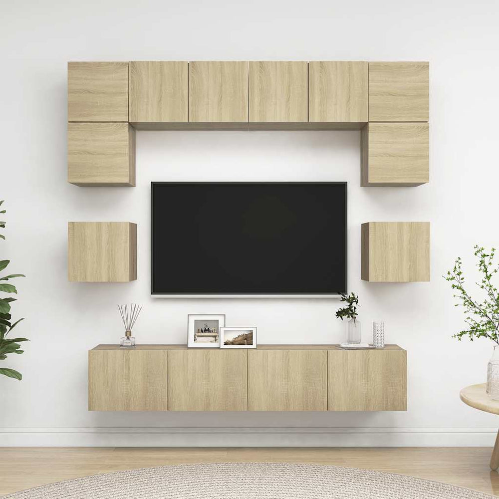 vidaXL Ensemble de 8 meubles TV Chêne Sonoma Bois d'ingénierie