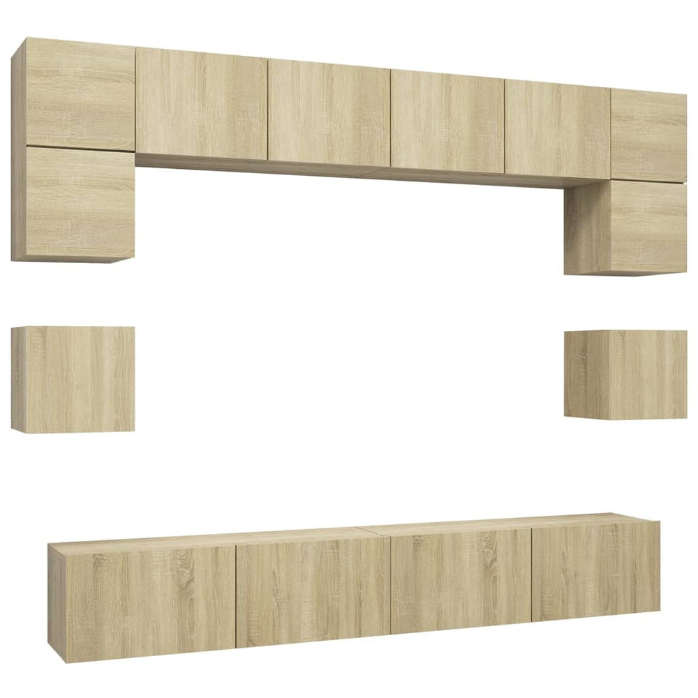 vidaXL Ensemble de 8 meubles TV Chêne Sonoma Bois d'ingénierie