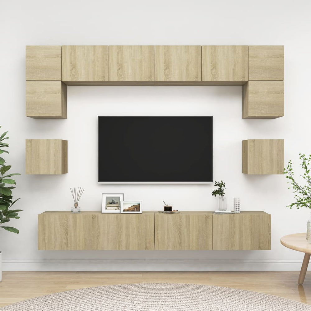 vidaXL Ensemble de 8 meubles TV Chêne Sonoma Bois d'ingénierie