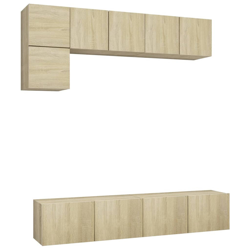 vidaXL Meuble TV 5 pièces Bois d'ingénierie Chêne Sonoma