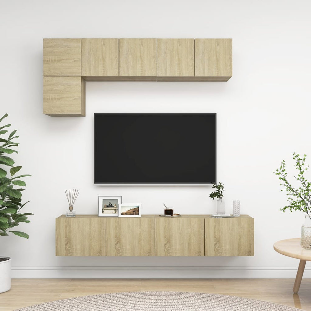 vidaXL Meuble TV 5 pièces Bois d'ingénierie Chêne Sonoma
