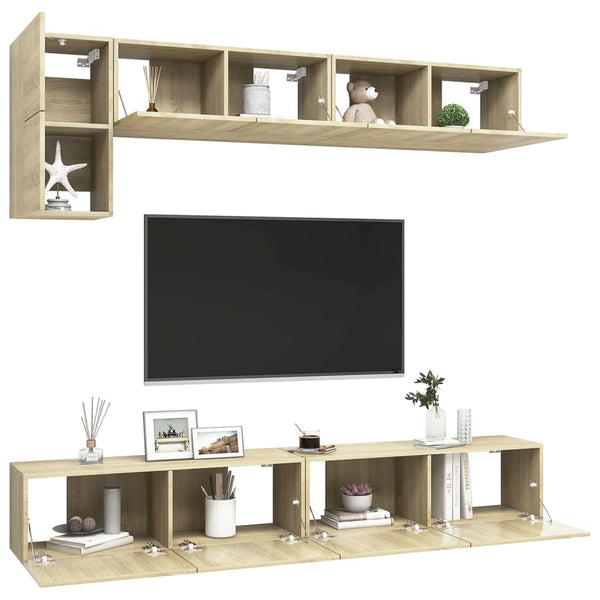 vidaXL Meuble TV 5 pièces Bois d'ingénierie Chêne Sonoma