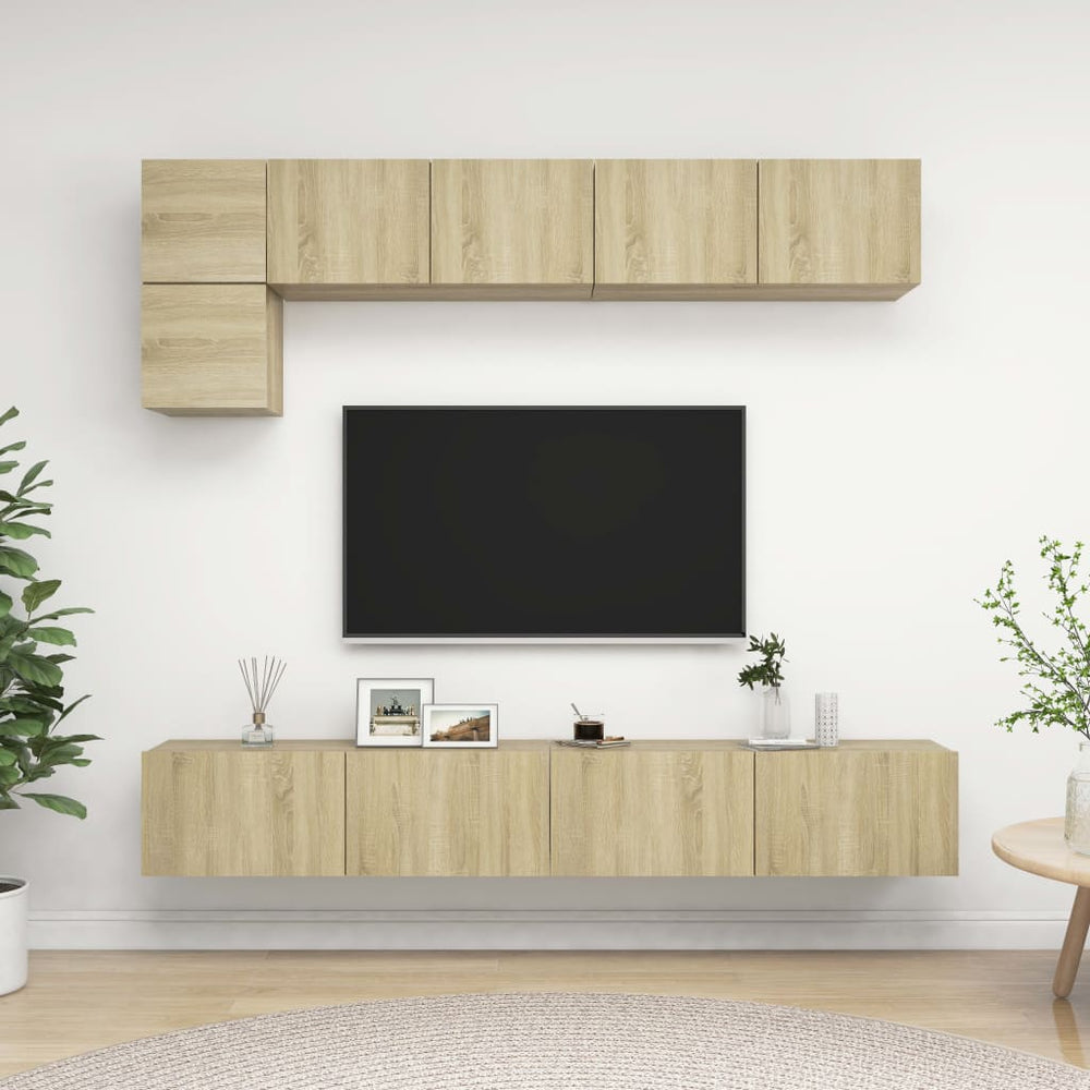 vidaXL Meuble TV 5 pièces Bois d'ingénierie Chêne Sonoma