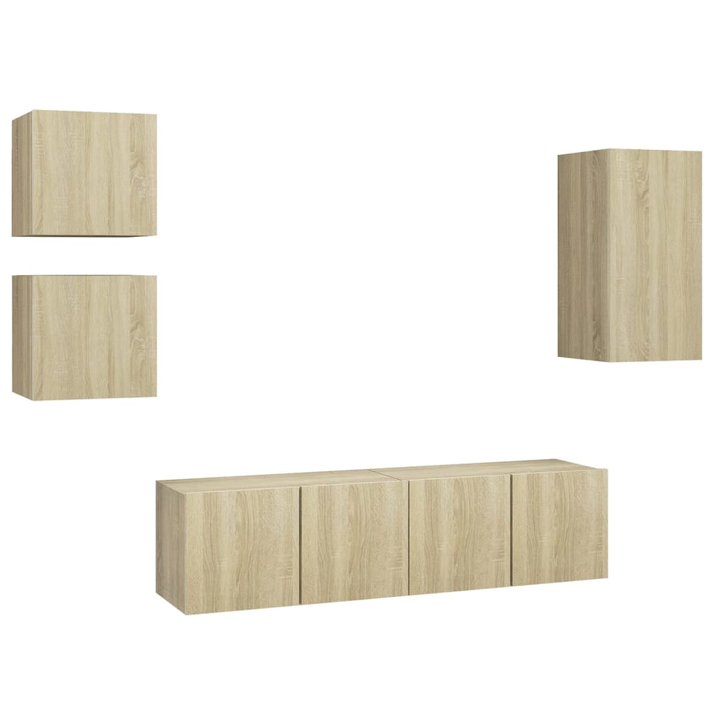 vidaXL Meuble TV 5 pièces Bois d'ingénierie Chêne Sonoma