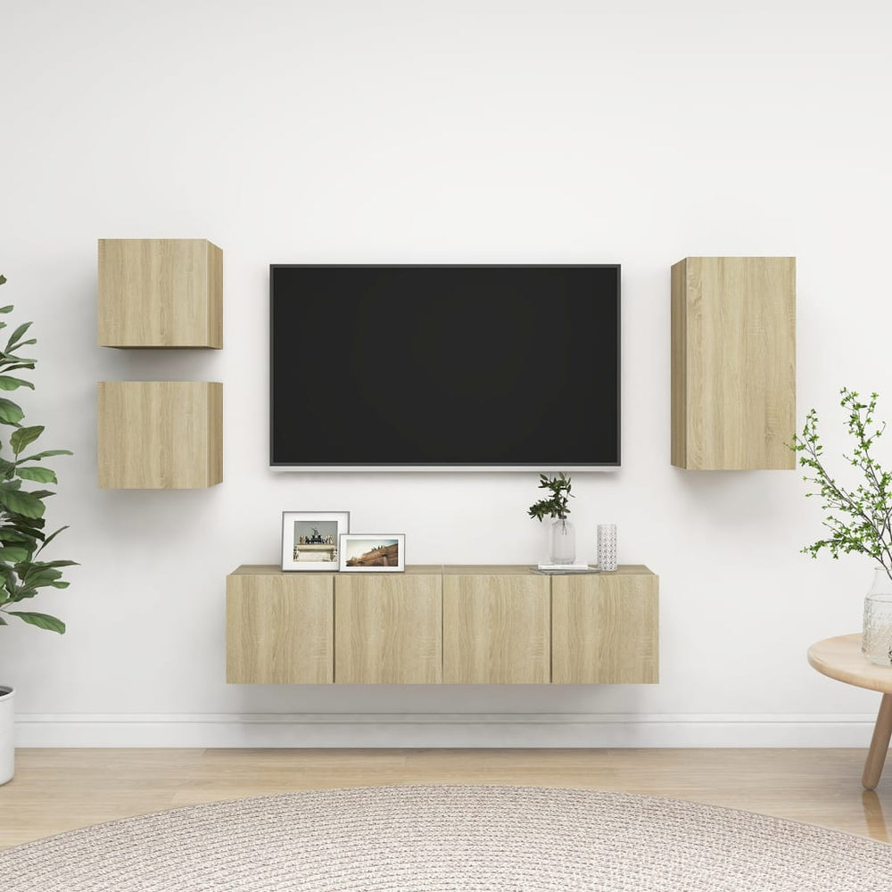 vidaXL Meuble TV 5 pièces Bois d'ingénierie Chêne Sonoma