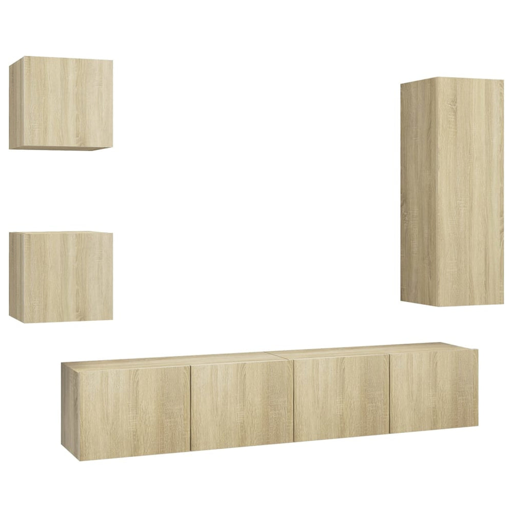 vidaXL Ensembles de meubles TV 5 pcs chêne Sonoma Aggloméré